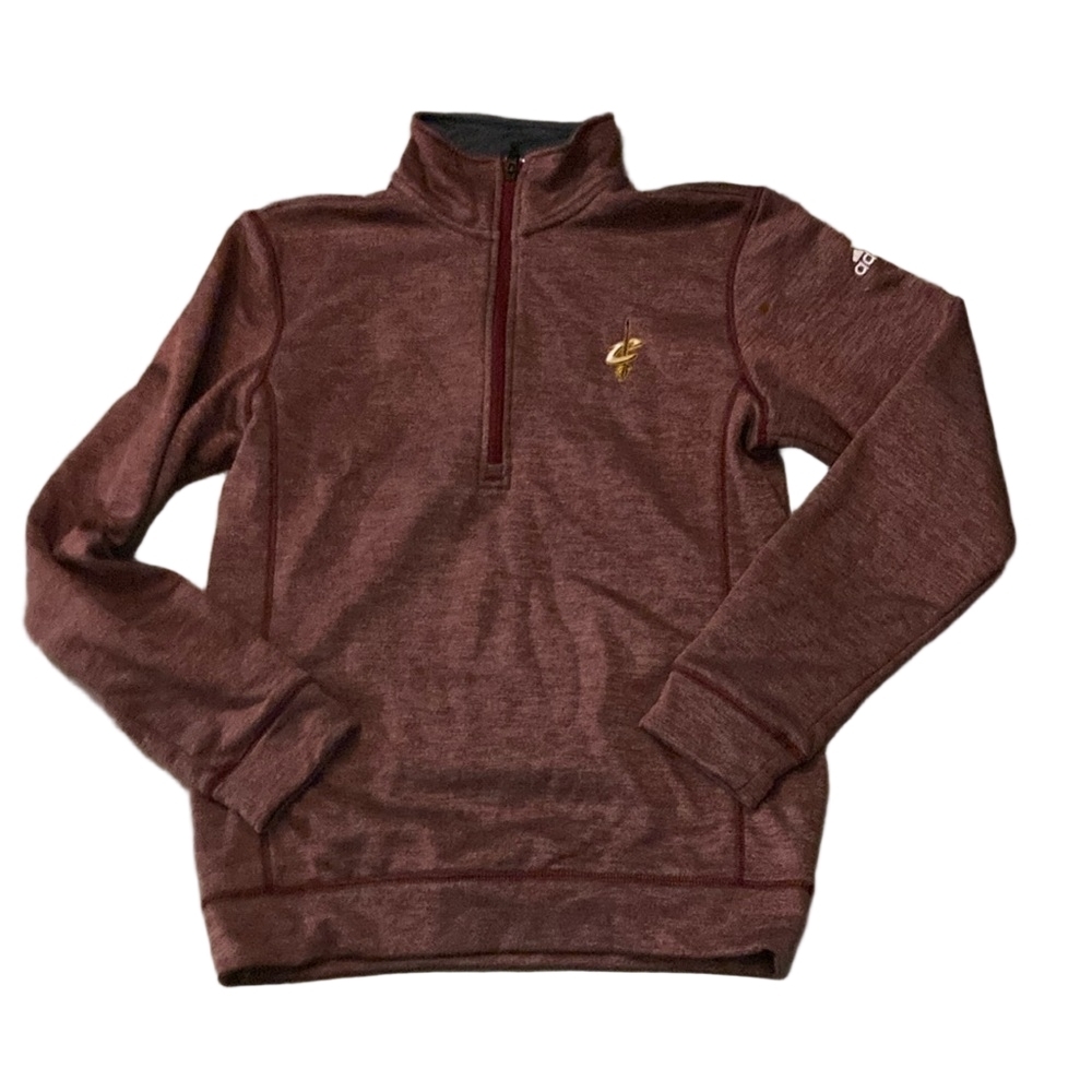 Adidas burgundy cavs climawarm team issue 1/2 zip pullover size small